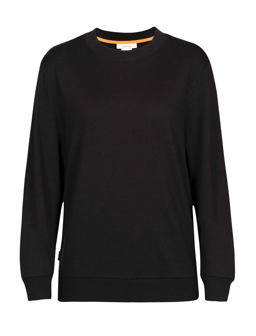 Women's Icebreaker Merino Crush Long Sleeve Sweatshirts Black | CA 1327GSOL